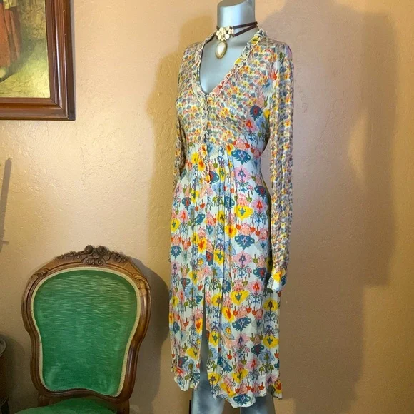 NWT Anthropologie Bl^nk / Bl-nk / Blank Lucia Tunic Blouse in Neutral Mot Sz XS - Picture 5 of 13